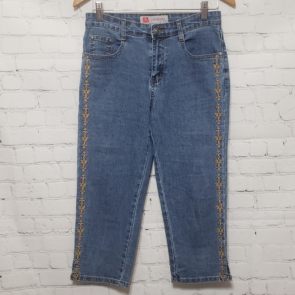 COS Jeans Sz 4 Embroidered Capri Jeans